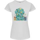 Dinosaur Triceratops Funny Christmas Tree Womens Petite Cut T-Shirt White