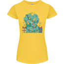 Dinosaur Triceratops Funny Christmas Tree Womens Petite Cut T-Shirt Yellow
