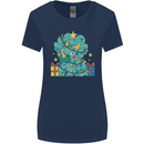 Dinosaur Triceratops Funny Christmas Tree Womens Wider Cut T-Shirt Navy Blue