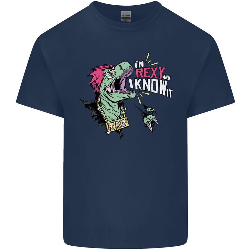 Dinosaurs T-Rex I'm Rexy and I Know It Sexy Kids T-Shirt Childrens Navy Blue