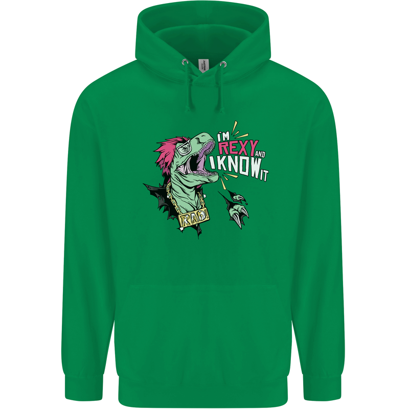 Dinosaurs T-Rex I'm Rexy and I Know It Sexy Mens 80% Cotton Hoodie Irish Green