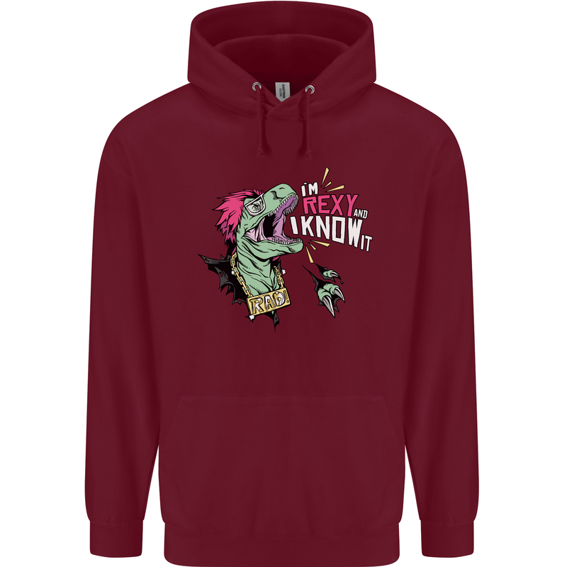 Dinosaurs T-Rex I'm Rexy and I Know It Sexy Mens 80% Cotton Hoodie Maroon
