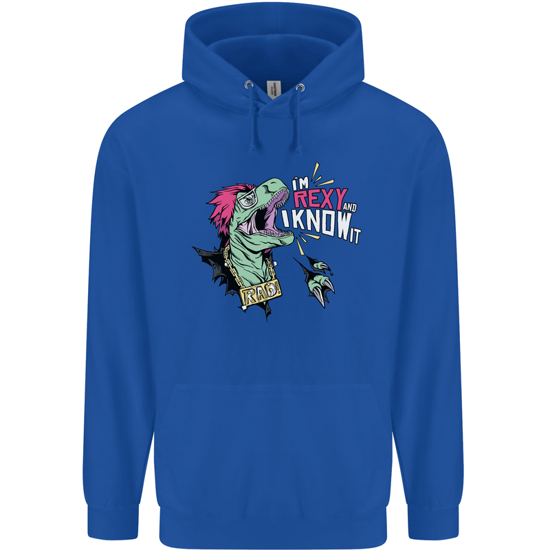 Dinosaurs T-Rex I'm Rexy and I Know It Sexy Mens 80% Cotton Hoodie Royal Blue
