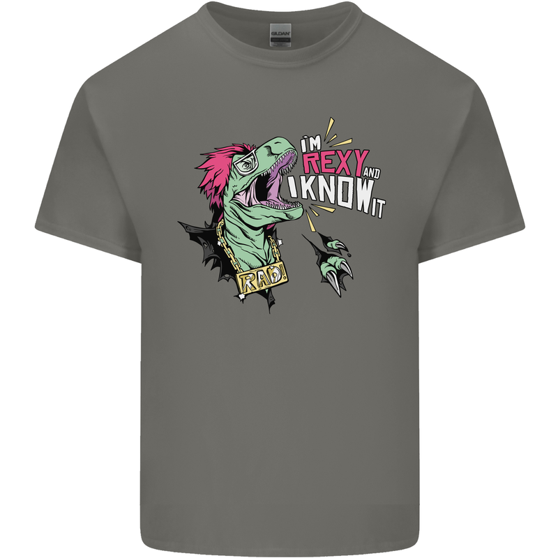 Dinosaurs T-Rex I'm Rexy and I Know It Sexy Mens Cotton T-Shirt Tee Top Charcoal
