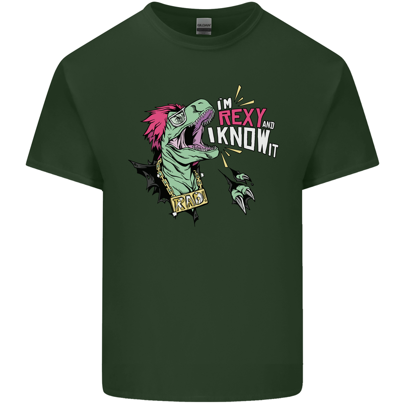 Dinosaurs T-Rex I'm Rexy and I Know It Sexy Mens Cotton T-Shirt Tee Top Forest Green