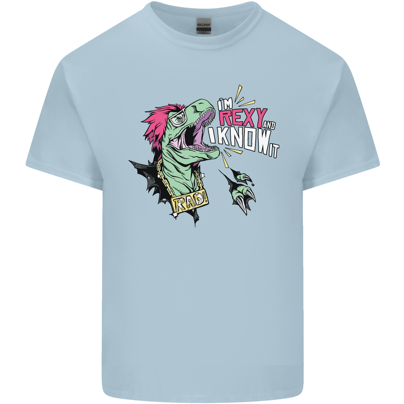 Dinosaurs T-Rex I'm Rexy and I Know It Sexy Mens Cotton T-Shirt Tee Top Light Blue