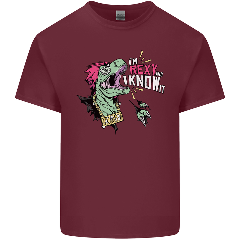Dinosaurs T-Rex I'm Rexy and I Know It Sexy Mens Cotton T-Shirt Tee Top Maroon