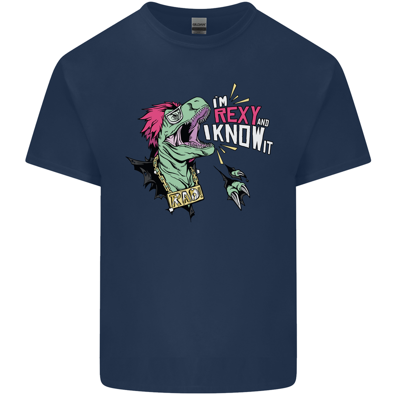 Dinosaurs T-Rex I'm Rexy and I Know It Sexy Mens Cotton T-Shirt Tee Top Navy Blue