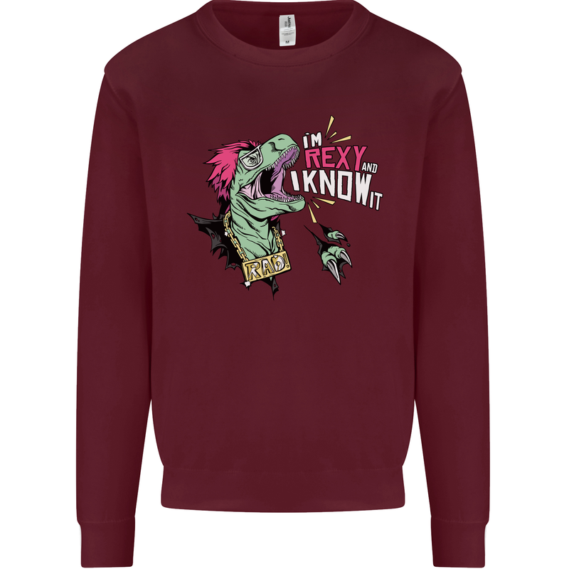 Dinosaurs T-Rex I'm Rexy and I Know It Sexy Mens Sweatshirt Jumper Maroon