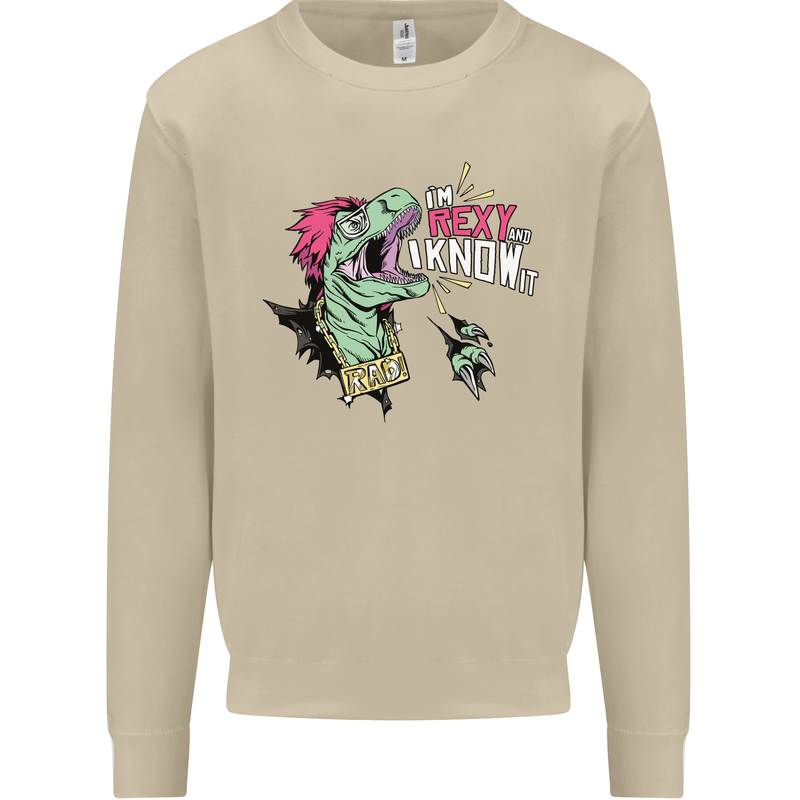 Dinosaurs T-Rex I'm Rexy and I Know It Sexy Mens Sweatshirt Jumper Sand