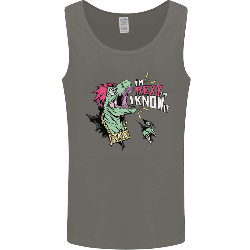 Dinosaurs T-Rex I'm Rexy and I Know It Sexy Mens Vest Tank Top Charcoal