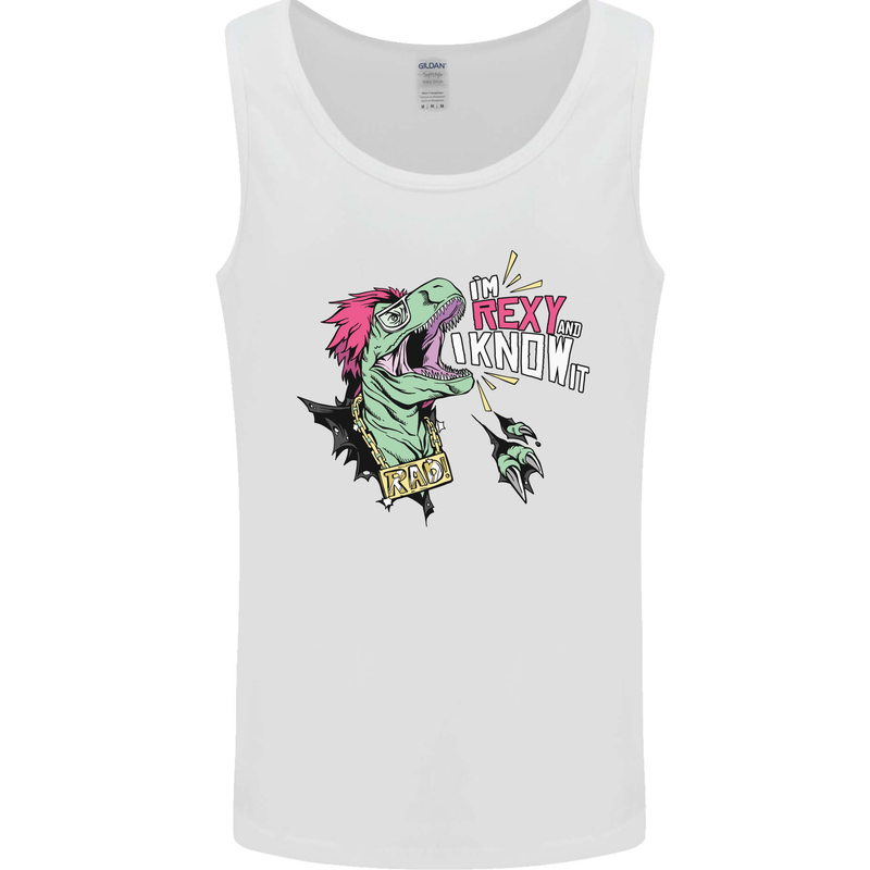 Dinosaurs T-Rex I'm Rexy and I Know It Sexy Mens Vest Tank Top White