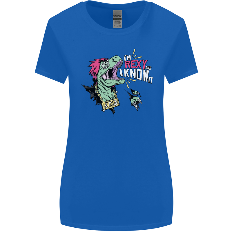 Dinosaurs T-Rex I'm Rexy and I Know It Sexy Womens Wider Cut T-Shirt Royal Blue