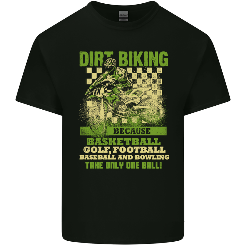 Dirt Biking 2 Balls Bike Motocross MotoX Mens Cotton T-Shirt Tee Top Black