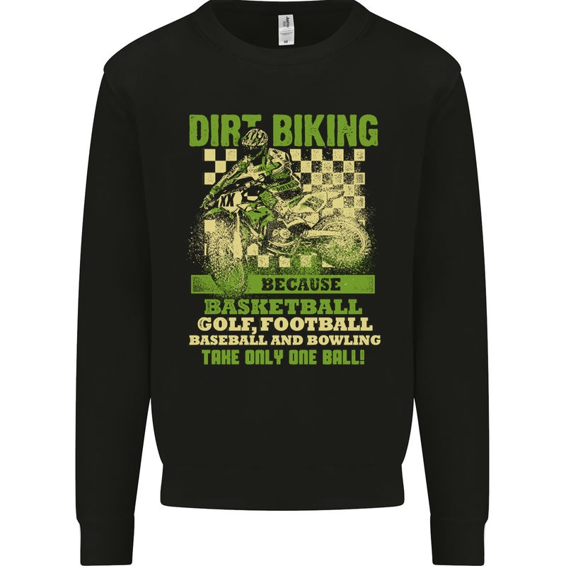 Dirt Biking 2 Balls Bike Motocross MotoX Mens Sweatshirt Jumper Black