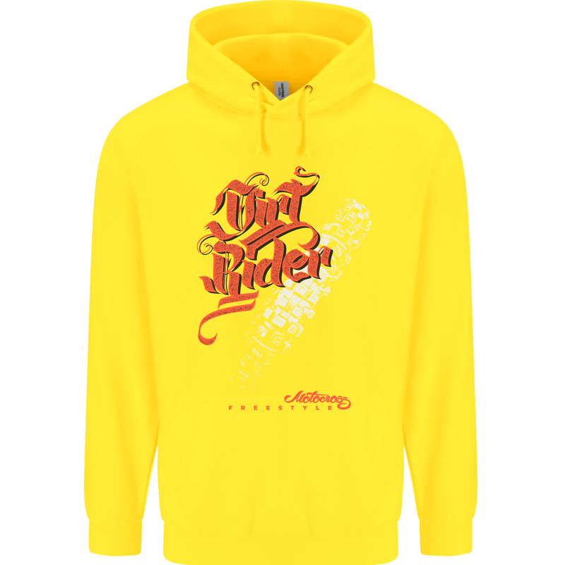 Dirt Rider Motocross MotoX Bike Motosports Childrens Kids Hoodie Yellow