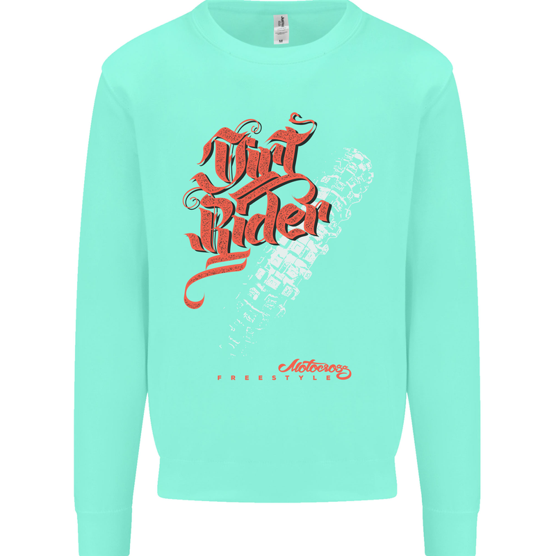 Dirt Rider Motocross MotoX Bike Motosports Kids Sweatshirt Jumper Peppermint