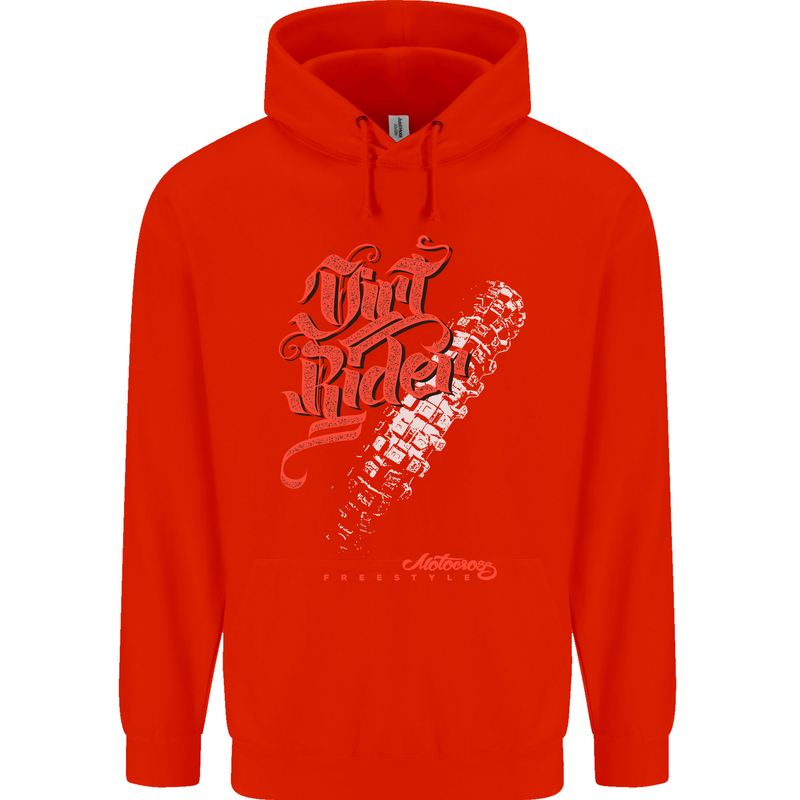 Dirt Rider Motocross MotoX Bike Motosports Mens 80% Cotton Hoodie Bright Red