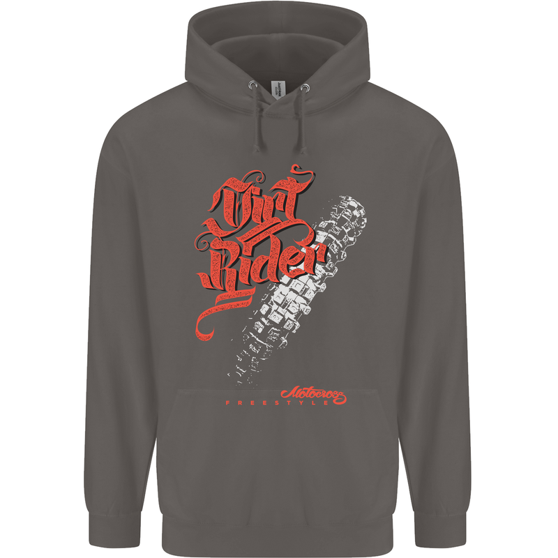 Dirt Rider Motocross MotoX Bike Motosports Mens 80% Cotton Hoodie Charcoal
