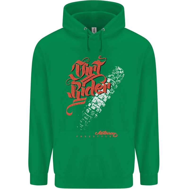 Dirt Rider Motocross MotoX Bike Motosports Mens 80% Cotton Hoodie Irish Green