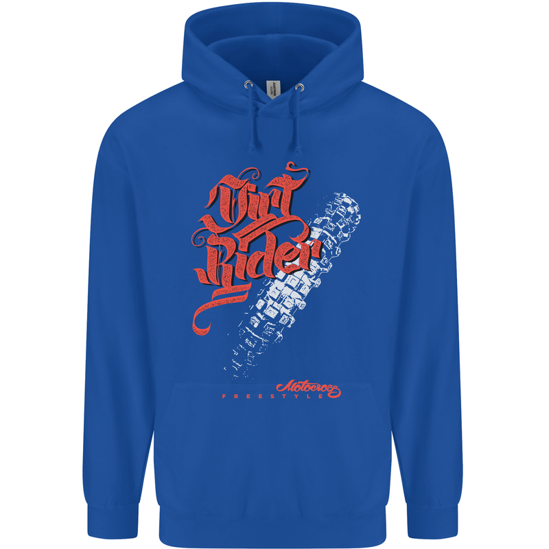 Dirt Rider Motocross MotoX Bike Motosports Mens 80% Cotton Hoodie Royal Blue