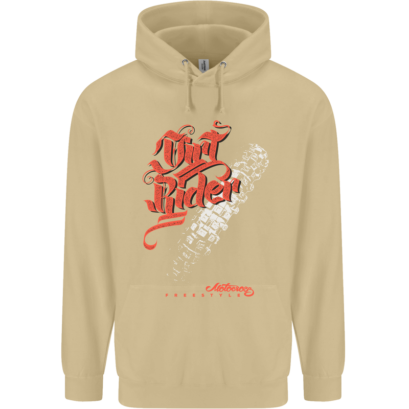 Dirt Rider Motocross MotoX Bike Motosports Mens 80% Cotton Hoodie Sand