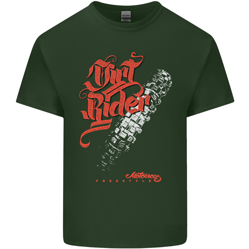 Dirt Rider Motocross MotoX Bike Motosports Mens Cotton T-Shirt Tee Top Forest Green