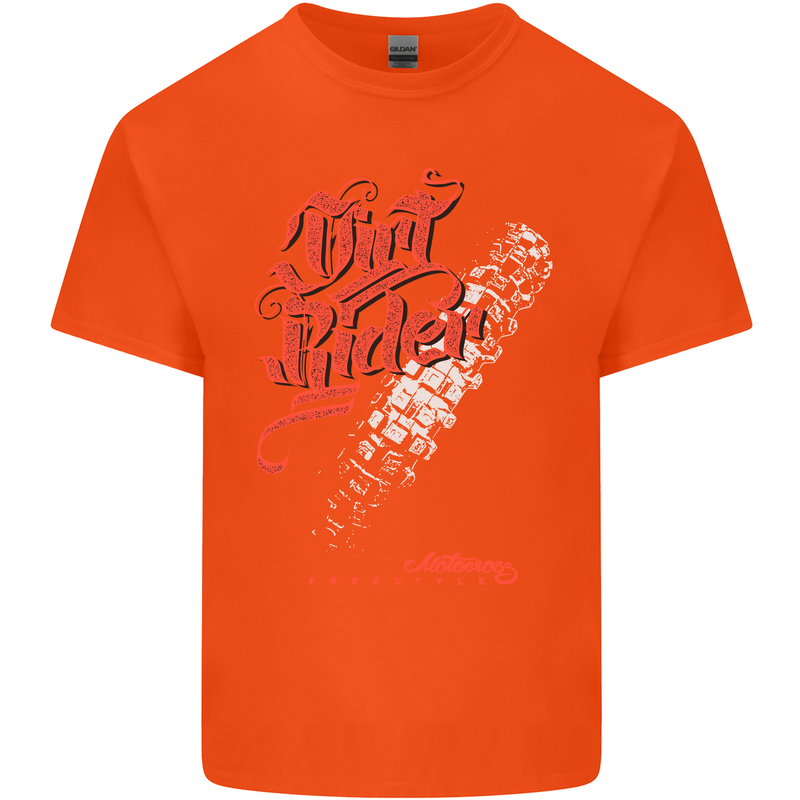 Dirt Rider Motocross MotoX Bike Motosports Mens Cotton T-Shirt Tee Top Orange