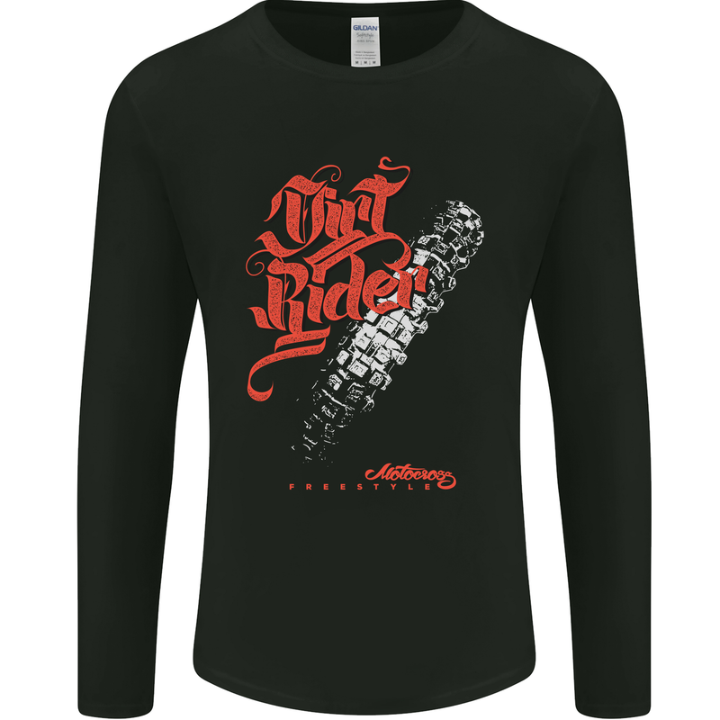 Dirt Rider Motocross MotoX Bike Motosports Mens Long Sleeve T-Shirt Black