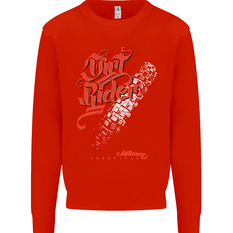 Dirt Rider Motocross MotoX Bike Motosports Mens Sweatshirt Jumper Bright Red