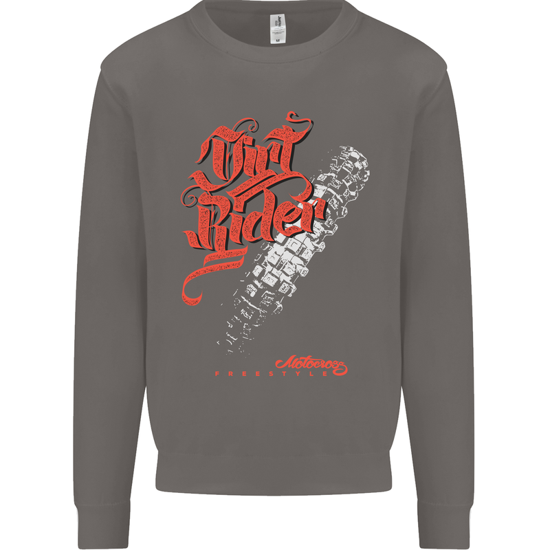 Dirt Rider Motocross MotoX Bike Motosports Mens Sweatshirt Jumper Charcoal