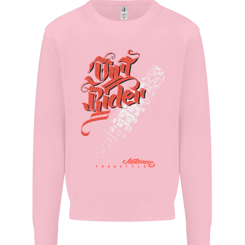 Dirt Rider Motocross MotoX Bike Motosports Mens Sweatshirt Jumper Light Pink