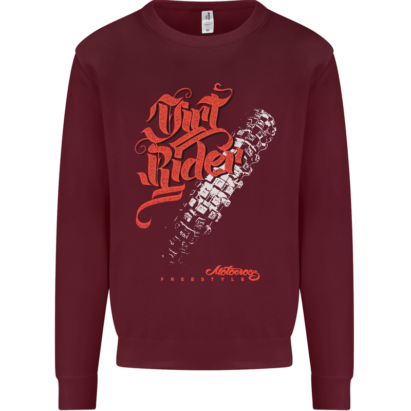 Dirt Rider Motocross MotoX Bike Motosports Mens Sweatshirt Jumper Maroon