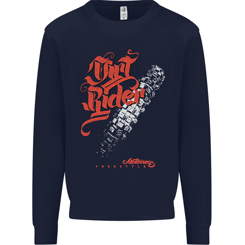 Dirt Rider Motocross MotoX Bike Motosports Mens Sweatshirt Jumper Navy Blue
