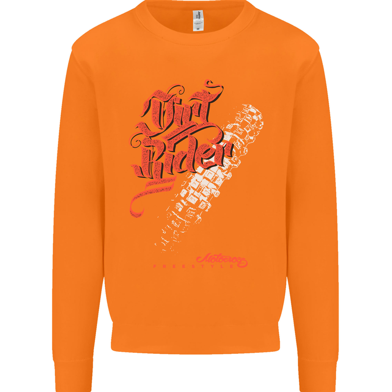Dirt Rider Motocross MotoX Bike Motosports Mens Sweatshirt Jumper Orange