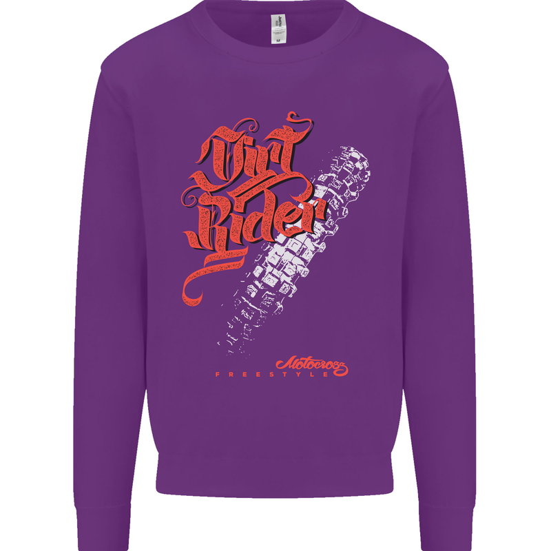 Dirt Rider Motocross MotoX Bike Motosports Mens Sweatshirt Jumper Purple