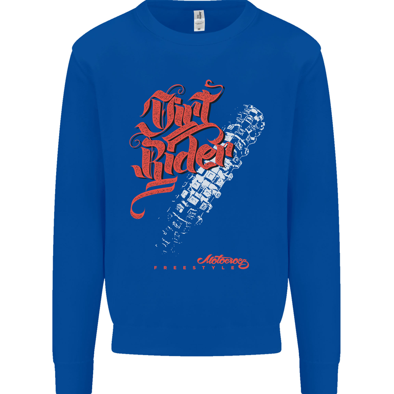 Dirt Rider Motocross MotoX Bike Motosports Mens Sweatshirt Jumper Royal Blue