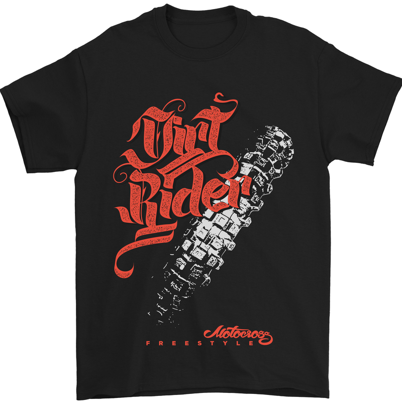 Dirt Rider Motocross MotoX Bike Motosports Mens T-Shirt Cotton Gildan Black