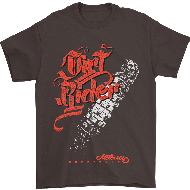 Dirt Rider Motocross MotoX Bike Motosports Mens T-Shirt Cotton Gildan Dark Chocolate