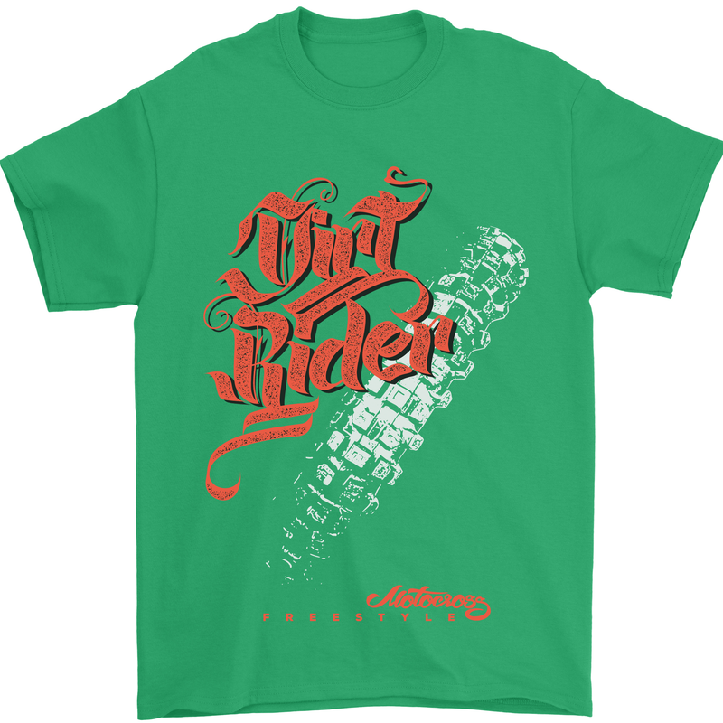 Dirt Rider Motocross MotoX Bike Motosports Mens T-Shirt Cotton Gildan Irish Green