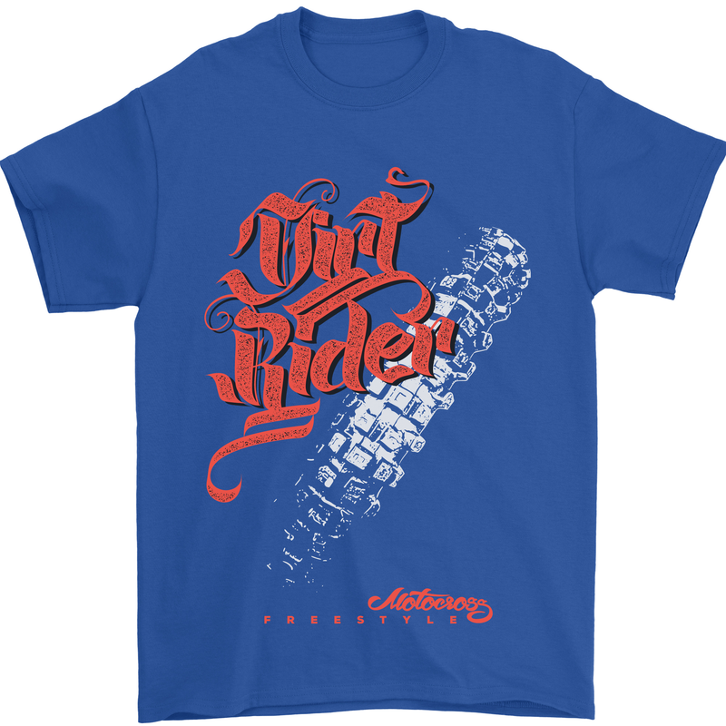 Dirt Rider Motocross MotoX Bike Motosports Mens T-Shirt Cotton Gildan Royal Blue