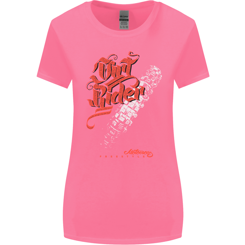 Dirt Rider Motocross MotoX Bike Motosports Womens Wider Cut T-Shirt Azalea