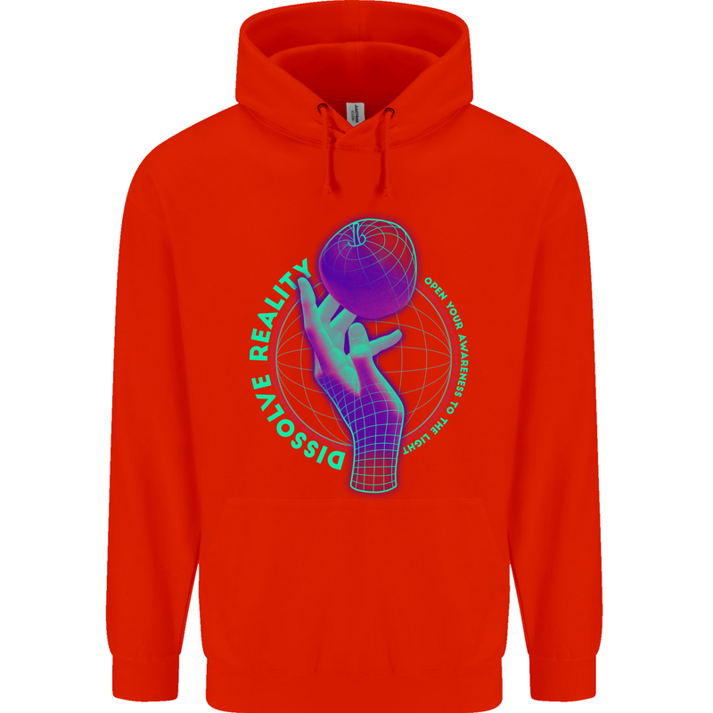 Dissolve Reality Mental Awareness Mens 80% Cotton Hoodie Bright Red