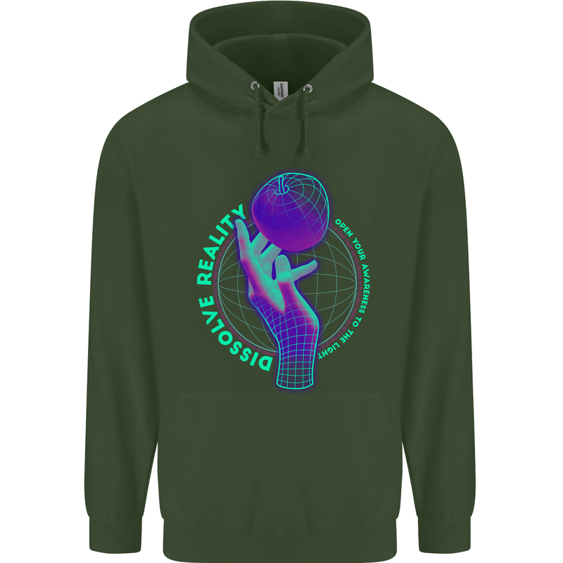 Dissolve Reality Mental Awareness Mens 80% Cotton Hoodie Forest Green