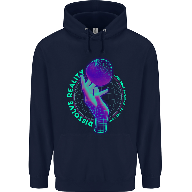 Dissolve Reality Mental Awareness Mens 80% Cotton Hoodie Navy Blue