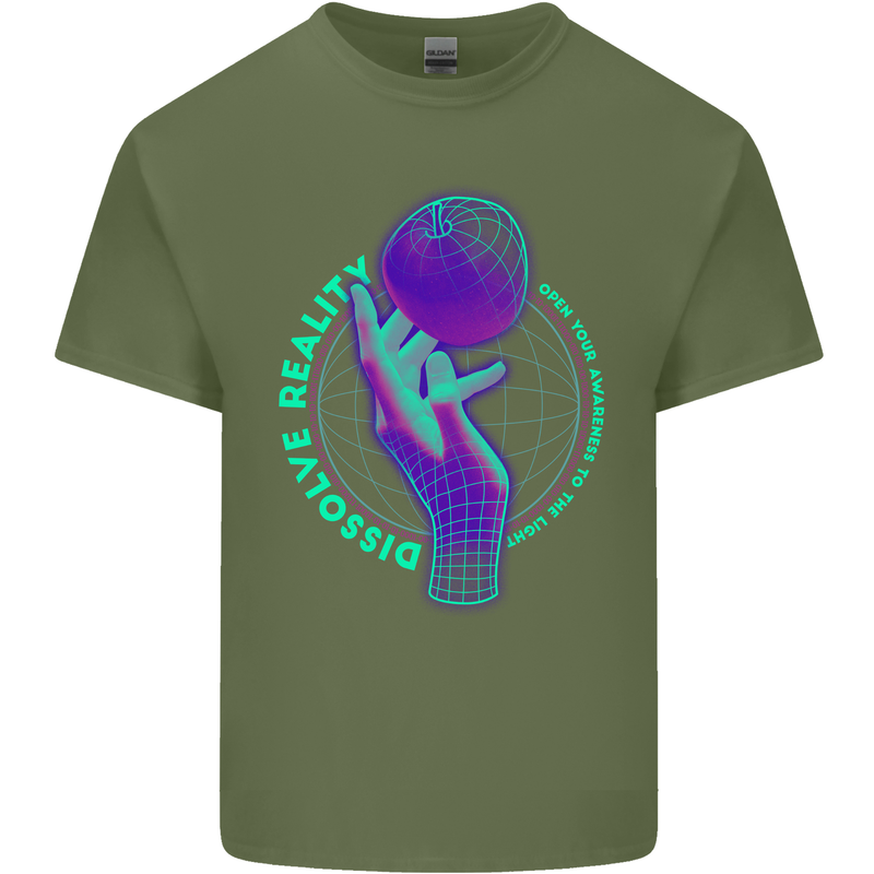 Dissolve Reality Mental Awareness Mens Cotton T-Shirt Tee Top Military Green