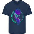 Dissolve Reality Mental Awareness Mens V-Neck Cotton T-Shirt Navy Blue