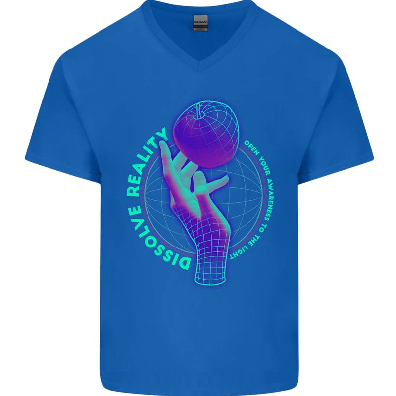 Dissolve Reality Mental Awareness Mens V-Neck Cotton T-Shirt Royal Blue