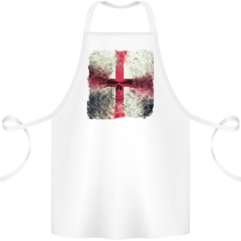 Dissolving England Flag St. George's Skull Cotton Apron 100% Organic White