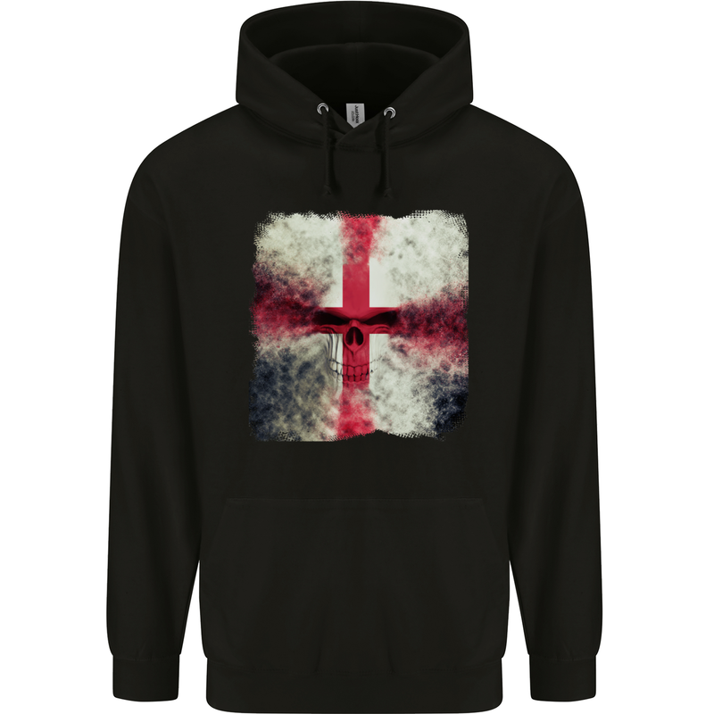 Dissolving England Flag St. George's Skull Mens 80% Cotton Hoodie Black